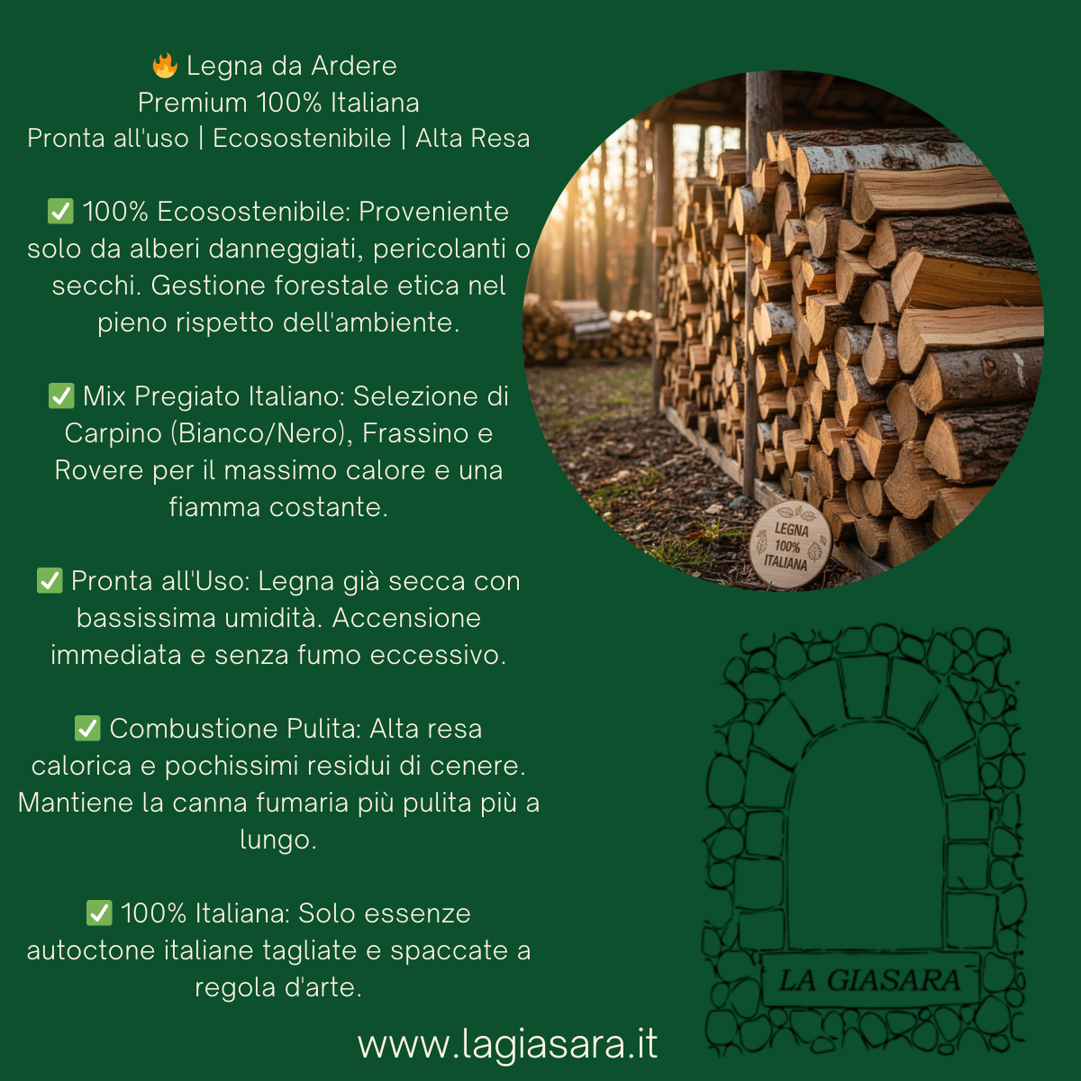 Legna da Ardere Pregiata 100% Italiana | 2 Reti da 10 kg (Totale 20 kg) Salvaspazio - immagine 2